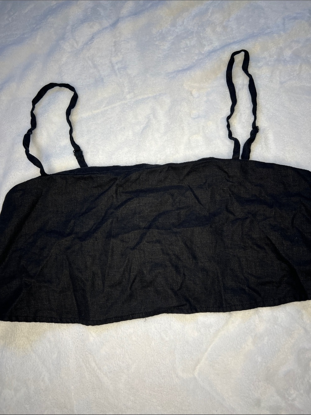 Reformation Black Square-Neck Cropped Camisole 100% Linen - Picture 2 of 7